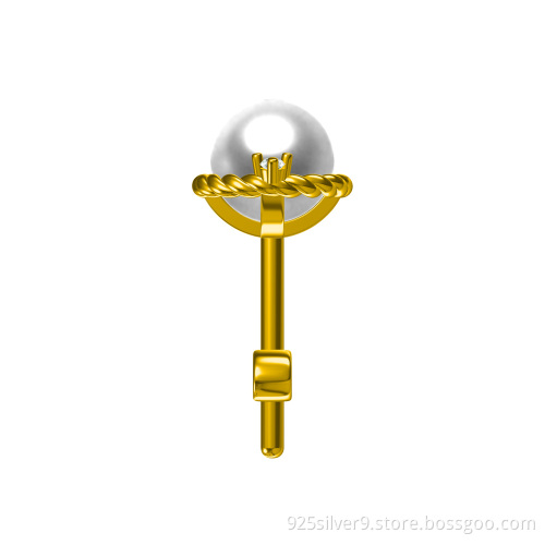 Wholesales Customized 925 sterling silver ear studs with fresh water pearl